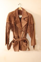 Vintage Cache Brown Suede Fringe Jacket Size S (O-15)