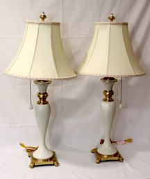 Pair Of Lenox Quoizel Table Lamps With Shades (M-25)