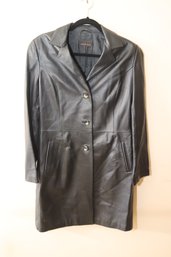 Bruno Magli Long Leather Coat Jacket Sz. 10