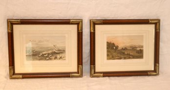 Pair Of Antique Framed Etchings (S-36)