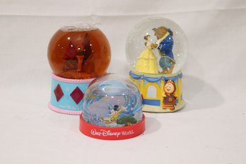 3 Disney Snow Globes Beauty And The Beast, Disney World, Winter's Glow  (M-30)