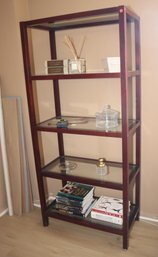 Wooden Bookcase With Glass Shelves