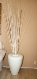 Large White Vase With White Tall Grass