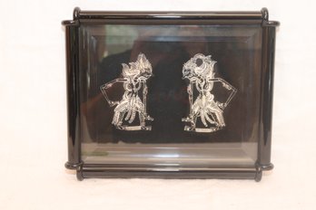 Framed Indonesian Art Black Lacquer Bamboo Frame (S-40)