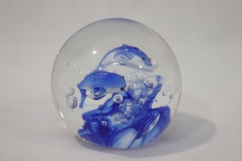 Artglass Dolphin Globe Paperweight (M-36)