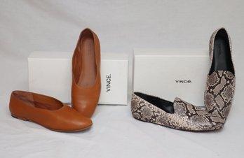 Vince Brown Leather And Snakeskin Shoes Slip On Loafers Size 10M