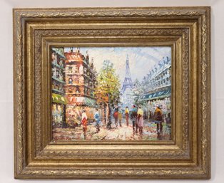 Vintage Framed Paris Painting Signed 15.5' X 14.75' (M-47)