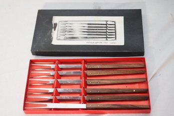 Vintage Set Of Wood Handled Fondue Forks FON-012 Made In Japan (B-21)