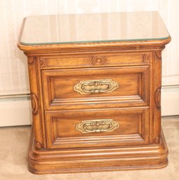 Pair Of Bedroom Nightstands End Tables With Glass Tops