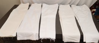 5 Pair White Pants: Paige Just Black Denim, DL Vintage, (H-2)