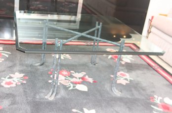 Square Glass Top Metal Base Coffee Table