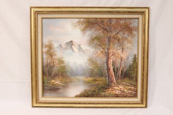 Vintage Framed Landscape Painting Signed M. Scott(M-54)