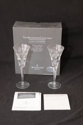 SET 2 WATERFORD CRYSTAL MILLENNIUM COLLECTION TOASTING FLUTES  In Box (O-72)
