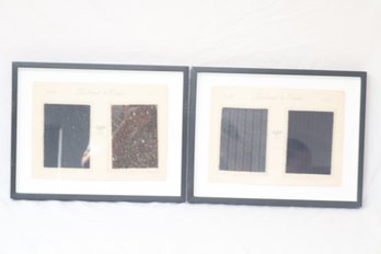 Pair Of Framed Mens Suit Fabric Swatches