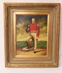 Framed British Soldier  Oil Painting Signed With COA (M-58)
