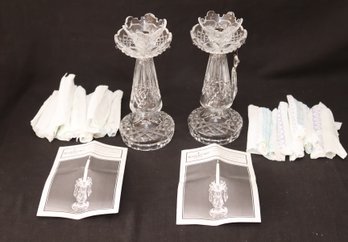 Pair Of Waterford Crystal Candlesticks W/ Box (O-74)