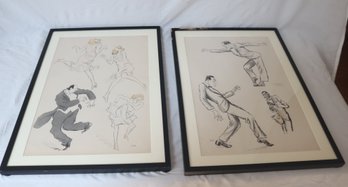 Vintage Pair Of Framed Georges Goursat SEM French Lithograph Print