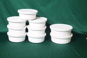 Corningware - FRENCH WHITE - 7- 16 Oz & 2- 24 Oz Casserole Dish Bowl W/ Lids