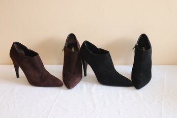 Prada Black And Brown Suede High Heel Ankle Boots Sz. 37 (C-24)