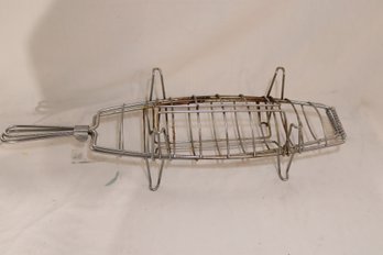 Vintage French Grill Basket, French Fish Grill, Antique Griller, Portable Fishing Grill, BBQ Grill