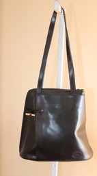 Longchamp Black Leather Handbag Purse (C-29)