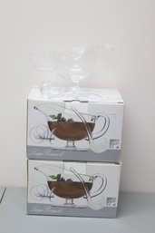 Pair Of Glass Gravy Boats With Ladles (P-27)