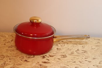 Red Austrian Gourmet And Tableware Pot With Lid Made In Holland (B-69)