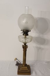 Antique Victorian Brass Oil Lamp Electric Table Lamp