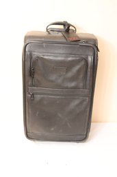 TUMI Black Leather Rolling Carry-on Suitcase