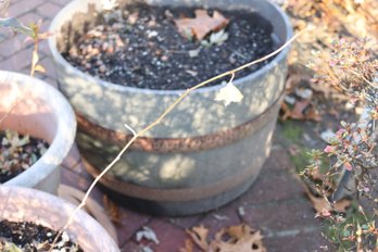 Old Barrel Like Planter