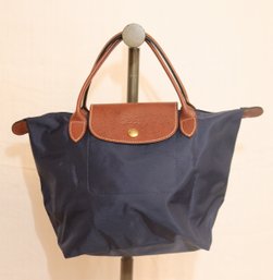 Longchamp Navy & Brown Leather Handbag (B-2)