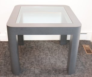 80's Glass Top Grey Formica Card Table (P-58)