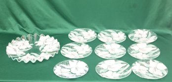 Sydenstricker Fused Art Glass Scalloped Platter & 9 Plates