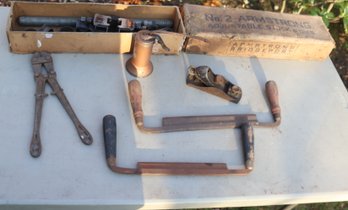 Antique Tools, Draw Knife, Plane, Lock Cutters