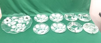 Sydenstricker Fused Art Glass Platter And 8 Plates (P-62)