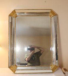 Vintage Wall Mirror Octagon Shape With Ornate Gold Trim