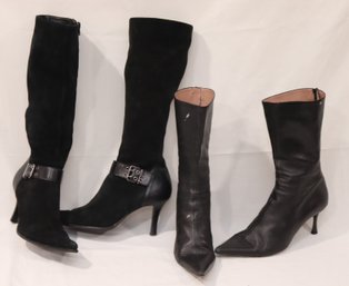 2 Pairs Black Womens High Heel Boots Made In Italy Franco Sarto Sz. 8 1/2