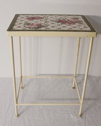 Cute Tile Top Pink Roses Table (F-21)