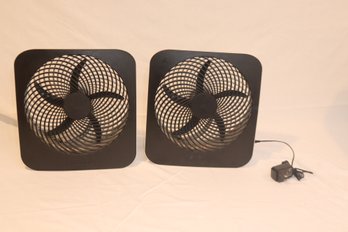 Pair Of O2-Cool Treva FD10002A Dual Power Portable Fan With 1 AC Adapter, 10'