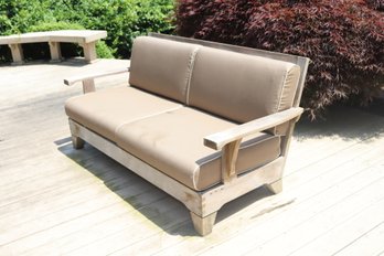 Outdoor Wooden Bench With Cushions