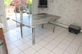 Vintage Granite Table With Chrome Legs