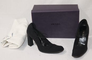 Prada Black High Heels Size 38 With Box (H-20)