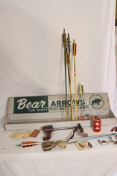 Vintage Bear Archery  Arrows W/ Broad Heads And Extras (V-36)