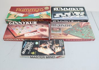 Rumm-o, Rummikub, Ginnykub, Maison, And Mastermind Games (P-80)