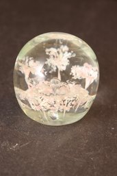 Pink And White Art Glass Paperweight (H-31)