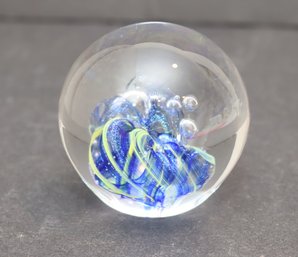 Blue And Green Art Glass Paperweight (H-33)