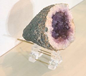 Natural Amethyst Geode Cluster Crystal W/ Display Base