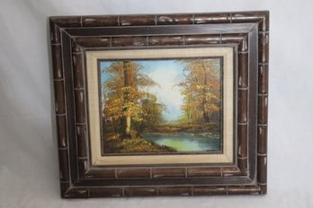 Framed River Through The Woods Painting (V-53)