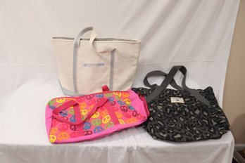 2 Tote Bags And Peace Duffle Bag