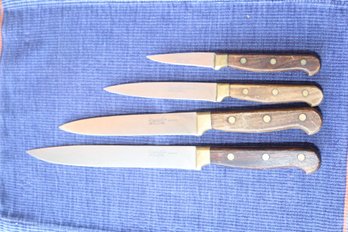 Vintage Wilkinson Sword Stainless Steel Kitchen Knives With Brass Hilt  Wood Handle